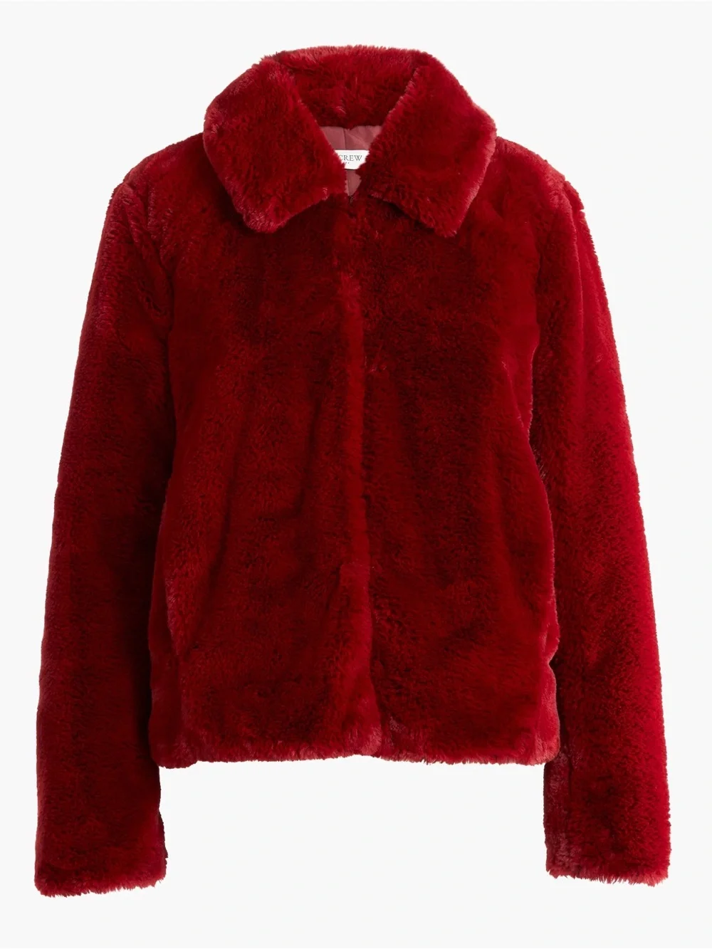 J. Crew Dark Red Faux-Fur Teddy Jacket